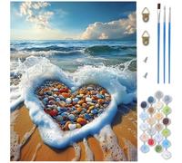Peinture par Numero Adulte Amour, DIY Peinture Numero plage Paint by Numbers Toile Artisanat, loisir Creatif Adulte avec Pinceaux et Acryliques pour Tableau Decoration Murale Cadeau 35 x 50 cm D1-677