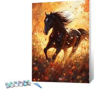 Peinture par Numero Adulte Animal DIY Oil Painting Kits on Canvas for Beginner, with Brushes and Acrylic Pigment, Paint by Numbers Enfant Cheval Loisirs Créatifs Adultes, Cadeau Femme, 20x30 0j-390