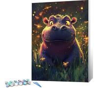 Peinture par Numero Adulte Animal DIY Oil Painting Kits on Canvas for Beginner, with Brushes and Acrylic Pigment, Paint by Numbers Enfant Rhinocéros Loisirs Créatifs Adultes, 40x60 (Sans Cadre) 0j-332