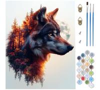 Peinture par Numero Adulte animal, DIY Peinture Numero Loup Paint by Numbers Toile Artisanat, loisir Creatif Adulte avec Pinceaux et Acryliques pour Tableau Decoration Murale Cadeau 80x120cm D1-1091
