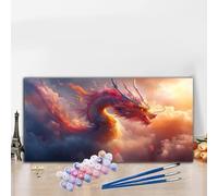 Peinture par Numero Adulte Animal Peinture Numero Dragon Grande taille XXL 70x140 cm Complet Kit Bricolage Loisirs Créatifs Adultes Débutant avec Acrylique et Pinceaux, Décoration Halloween G8-134