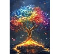 Peinture par Numero Adulte Arbre de Vie, Coloriage par Numero Adulte Oiseau, Numéro d'art Enfant 6 ans avec 3 Pinceaux et Avancé Peinture Acrylique pour Décoration Murale Cadeau 100x130cm YH-248