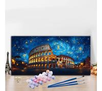 Peinture par Numero Adulte Architecture Peinture Numero Abstrait Grande taille XXL 40x90 cm Complet Kit Bricolage Loisirs Créatifs Adultes Débutant avec Acrylique et Pinceaux, Maison Décoration G8-980