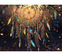 Peinture par Numero Adulte Attrape-Rêves Peinture Numero Enfant Plume, DIY Loisirs Créatifs Adultes avec Peintures Acryliques et Pinceaux pour Decoration Murale Maison, Cadeau Femme 80x60cm, Model 131