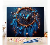 Peinture par Numero Adulte Attrape-Rêves Peinture Numero Papillon Diamond Painting DIY Creatif Toile 120x90cm Numéro d'art Complet Painting by Numbers pour Chambre Décoration Murale,Cadeau Homme W6-94