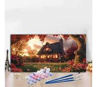 Peinture par Numero Adulte Automne Peinture Numero Ferme Grande taille XXL 40x90 cm Complet Kit Bricolage Loisirs Créatifs Adultes Débutant avec Acrylique Pinceaux,Maison Décoration Halloween G8-320