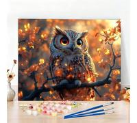 Peinture par Numero Adulte Automne Peinture Numero Hibou Diamond Painting, DIY Creatif Toile 135x100CM Numéro d'art Complet Painting by Numbers pour Chambre Décoration Murale, Sans Cadre,Cadeau W6-464