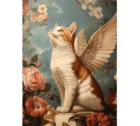 Peinture par Numero Adulte avec Cadre, Fleur Kits de Peinture par Numéros pour Adults, Chat Paint by Numbers Acryliques Bricolage Peintures Kits pour la Décoration Intérieure Maison 30x40 cm Q-1303