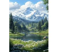 Peinture par Numero Adulte avec Cadre, Forêt Kits de Peinture par Numéros pour Adults, DIY Lac Paint by Numbers Acryliques Bricolage Peintures Kits pour la Décoration Intérieure Maison 50x70 cm Q-596