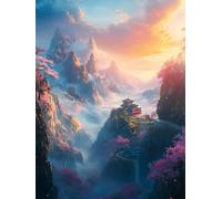 Peinture par Numero Adulte avec Cadre, Montagne Kits de Peinture par Numéros pour Adults, DIY Paysage Paint by Numbers Acryliques Bricolage Peintures Kits pour la Décoration Intérieure 70x100 cm Q-359