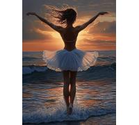 Peinture par Numero Adulte avec Cadre, Océan Kits de Peinture par Numéros pour Adults, DIY Danseur de ballet Paint by Numbers Acryliques Bricolage Peintures Kits pour la Décoration 30x40 cm Q-2173