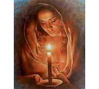 Peinture par Numéro Adulte avec Pinceaux Acrylique Bricolage Toile Peintures Kits Paint by Numbers pour Adultes Enfants,pour la Décor Lntérieure Maison sans Cadre 50x65cm Belle fille aux chandelles