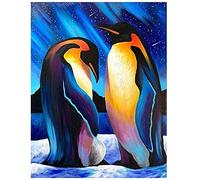 Peinture par Numéro Adulte avec Pinceaux et Acrylique Bricolage Toile Peintures Kits Paint by Numbers pour Adultes Enfants Débutant,pour Décoration Lntérieure Maison sans Cadre 50x65cm Glace Pingouin