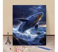 Peinture par Numero Adulte Baleine Peinture Numero Sea Painting by Numbers, Kit de Bricolage Canevas Kit Complet Activite Manuelle Adulte Avec Accessoires, Decora Maison 70x100cm Sans Cadre 1-594JP