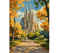 Peinture par Numero Adulte Barcelone Peinture Numero Sainte éGlise Kits De Loisirs Créatifs Adultes Painting by Numbers, Kit de Bricolage Canevas Paintings Decoration Maison 30x40cm Sans Cadre 1-85A7