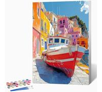 Peinture par Numero Adulte Bateau Paysage Loisirs Créatifs Adultes, DIY Coloriage Numerote avec Pigment Acrylique pour Débutants Enfant, Art Peinture Numero, Decoration, Cadeau 40x60cm -WX2510506
