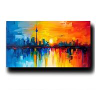 Peinture par Numero Adulte, Berlin Peinture à l'huile par Numéros sur Toile Artisanat avec Pinceaux peinture Acrylique, Adulte Ville Tableau Decoration Murale, Coffret Cadeau Femme 20X40cm 1-R-Y