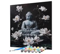 Peinture par Numero Adulte Bouddha Peinture Numero Lotus, Paint by Numbers 30x40cm Avec Pinceau Pigment Acrylique, DIY Loisirs Créatifs Adultes Painting kit Pour Décoration Maison, Cadeau (Model-0634)