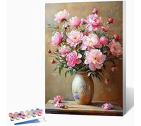 Peinture par Numero Adulte Bouquet Vase Loisirs Créatifs Adultes, DIY Coloriage Numerote avec Pigment Acrylique pour Débutants Enfant, Art Peinture Numero, Decoration, Cadeau Femme 40x60cm -WX251015