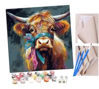 peinture par numero adulte Bovins des Highlands avec arc 2 Cadeau de Peinture à l'huile de Bricolage numérique aquarelle man pour Enfants Adultes Peindre par Nombre Kits Home Decor 16 * 16 Pouces