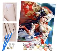 Peinture par Numéro Adulte Bricolage Tableau Peindre par Nombre pour Enfants Jouets à peindre cadeaux peints à la main Femme geisha japonaise chinoise Home Decor 40x50cm