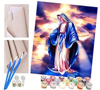 Peinture par Numéro Adulte Bricolage Tableau Peindre par Nombre pour Enfants Jouets à peindre cadeaux peints à la main ciel vierge marie fille religieux art Home Decor 40x50cm