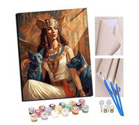 Peinture par Numéro Adulte Bricolage Tableau Peindre par Nombre pour Jouets à peindre cadeaux peints à la main Peinture murale du chat Cléopâtre de style Égypte antique (3) Home Decor 40x50cm