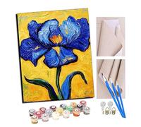 Peinture par Numéro Adulte Bricolage Tableau Peindre par Nombre pour Jouets à peindre cadeaux peints à la main Iris bleus sous la lumière dorée du soleil Home Decor 40x50cm Avec cadre