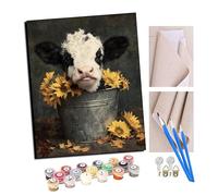 Peinture par Numéro Adulte Bricolage Tableau Peindre par Nombre pour Jouets à peindre cadeaux peints à la main Bébé vache dans un tournesol Home Decor 40x50cm Avec cadre