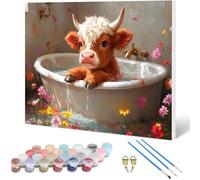 Peinture par Numero Adulte BœUf Peinture Numero, Paint by Number ChrysanthèMe Paint by Numbers for Adults Kit Peinture avec Pinceaux et Acrylique pour Decoration Murale, Cadeau 50x40cm -hjw250103S