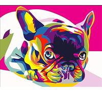 Peinture par Numéro Adulte Bulldog art chien coloré 40x50cm Bricolage Tableau Peindre par Nombre pour Enfants Jouets à peindre, cadeaux peints à la mainHome Decor