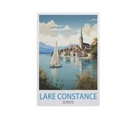 peinture par numero adulte Cadeau de Peinture à l'huile de Bricolage numérique，Lac de Constance Europe，pour Enfants Adultes Peindre par Nombre Kits Home Decor（40x50cm）15.7x19.6 pouces-GK1