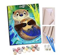 peinture par numero adulte Cadeau de Peinture à l'huile de Bricolage numérique Le lien profond entre les loutres de mer et leurs enfants pour Adultes Peindre par Nombre Kits Home Decor 16 * 20 Pouces