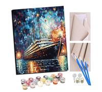 peinture par numero adulte Cadeau de Peinture à l'huile de Bricolage numérique Titanic mer ciel nocturne étoiles brillantes colorées (4) pour Adultes Peindre par Nombre Kits Home Decor 16 * 20 Pouces