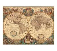 Peinture par Numero Adulte,Carte du monde rétro sans Cadre DIY Acryliques Peinture,Kit de Peinture à l'huile sur Toile pour Débutants avec Brosses et Acryliques Peintures pour Maison Décor 60x75 cm