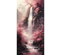 Peinture par Numero Adulte Cascade fleurs, Peinture Numero Adulte Débutants DIY Pinceaux Peintures de Dessin de Pigment Acrylique Kit, Loisirs Créatifs Decor Maison Cadeau 50x100cm (sans Cadre) t-672