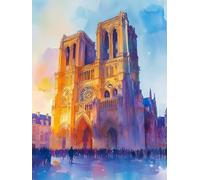 Peinture par Numero Adulte CathéDrale Notre-Dame Peinture Numero éGlise Kits De Loisirs Créatifs Adultes Painting by Numbers, Kit de Bricolage Canevas Art Decoration Maison 30x40cm Sans Cadre 0-72F3