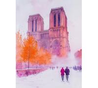 Peinture par Numero Adulte CathéDrale Notre-Dame Peinture Numero Paysage Kits De Loisirs Créatifs Adultes Painting by Numbers, DIY Canevas Paintings Art Decoration Maison 80x120cm Sans Cadre 4-830Z