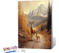 Peinture par Numero Adulte Cerf Peinture Numero, Paint by Number ForêT Paint by Numbers for Adults Kit Peinture avec 3 Pinceaux et Acrylique pour Decoration Chambre, Cadeau Femme 30x40 cm -zjn2604U8