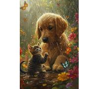 Peinture par Numéro Adulte Chat Chien avec Pinceaux et Acryliques Bricolage Peintures Kits, pour la Décoration Intérieure maison, Loisirs Créatifs Activité Manuelle Adultes, 40x60cm (sans Cadre) e-592