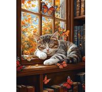 Peinture par Numero Adulte Chat, Coloriage par Numero Adulte Automne, Numéro d'art Enfant 6 ans avec 3 Pinceaux et Avancé Peinture Acrylique pour Décor Murale, Cadeau Femme 20x30cm (Sans Cadre) Y2-356