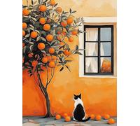 Peinture par Numero Adulte Chat, Coloriage par Numero Adulte Automne, Numéro d'art Enfant 6 ans avec 3 Pinceaux et Avancé Peinture Acrylique pour Décor Murale, Cadeau Femme 30x40cm (Sans Cadre) Y2-310