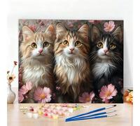 Peinture par Numero Adulte Chat Peinture Numero Animal Diamond Painting, DIY Creatif Toile 120x80CM Numéro d'art Complet Painting by Numbers pour Chambre Décoration Murale, Sans Cadre, Cadeau W6-84