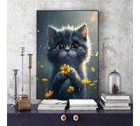 Peinture par Numero Adulte, Chat Peinture Numero ChrysanthèMe Paint by Numbers Activité Manuelle Adulte Débutant avec Pinceau et Pigment Acrylique pour Decoration Murale, Cadeau 40 x 60 cm -bby250662