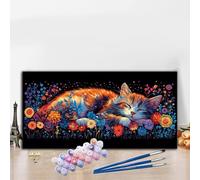 Peinture par Numero Adulte Chat Peinture Numero Coloré Grande taille XXL 60x120cm Complet Kit Bricolage Loisirs Créatifs Adultes Débutant avec Acrylique et Pinceaux, Maison Décoration Halloween G8-280