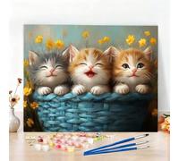 Peinture par Numero Adulte Chat Peinture Numero Dessin Animé Diamond Painting, DIY Creatif Toile 70x50CM Numéro d'art Complet Painting by Numbers pour Chambre Décoration Murale, Sans Cadre W6-364