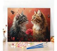Peinture par Numero Adulte Chat Peinture Numero Fleur Diamond Painting, DIY Creatif Toile 120x80cm Numéro d'art Complet Painting by Numbers pour Chambre Décoration Murale, Sans Cadre, Cadeau W6-562