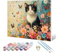 Peinture par Numero Adulte Chat Peinture Numero, Paint by Number ChrysanthèMe Paint by Numbers for Adults Kit Peinture avec Pinceaux et Acrylique pour Decoration Murale, Cadeau 70x50 cm -hjw250103U
