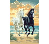 Peinture par Numéro Adulte Cheval de plage avec Pinceaux et Acryliques Bricolage Peintures Kits, pour la Décoration Intérieure, Loisirs Créatifs Activité Manuelle Adultes, 40x60cm (sans Cadre) e-784