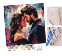 Peinture par Numero Adulte Chien de compagnie Couple d'amoureux heureux (4) DIY Peinture à l'huile Numéros Toile Paint by Numbers Peindre par Nombre Kits sans Cadre 40x40cm